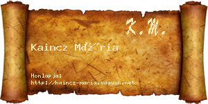 Kaincz Mária névjegykártya